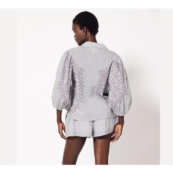 Cleobella Archer Set | Paloma Print Shorts & Button Front Blouse | sz XS - Picture 2 of 16